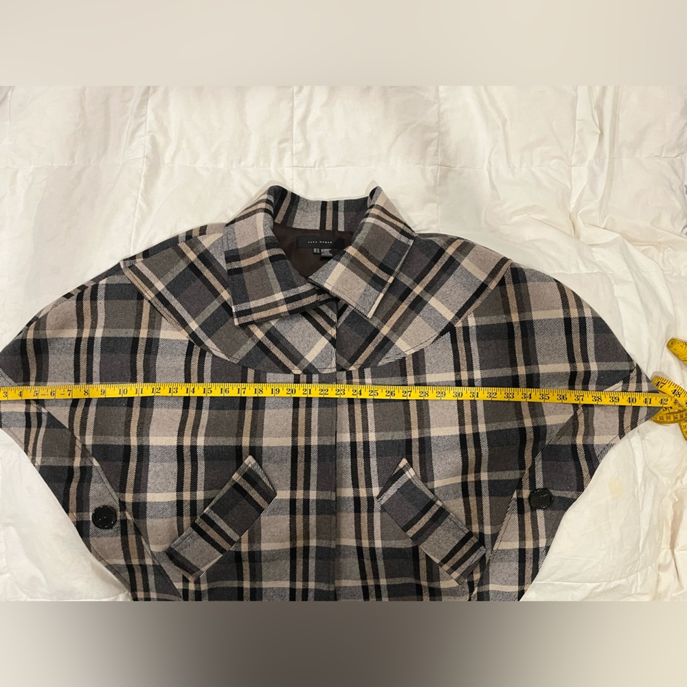 Zara Plaid Oversized Wool Cape - Picture 9 of 10